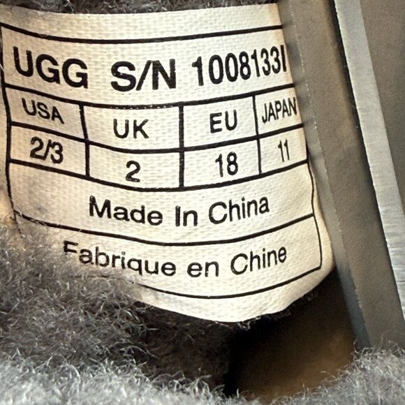 UGG Cassie Baby Boots Booties Gray Suede Leather Blue Bow 6-12 Mos 2/3 - Picture 7 of 8